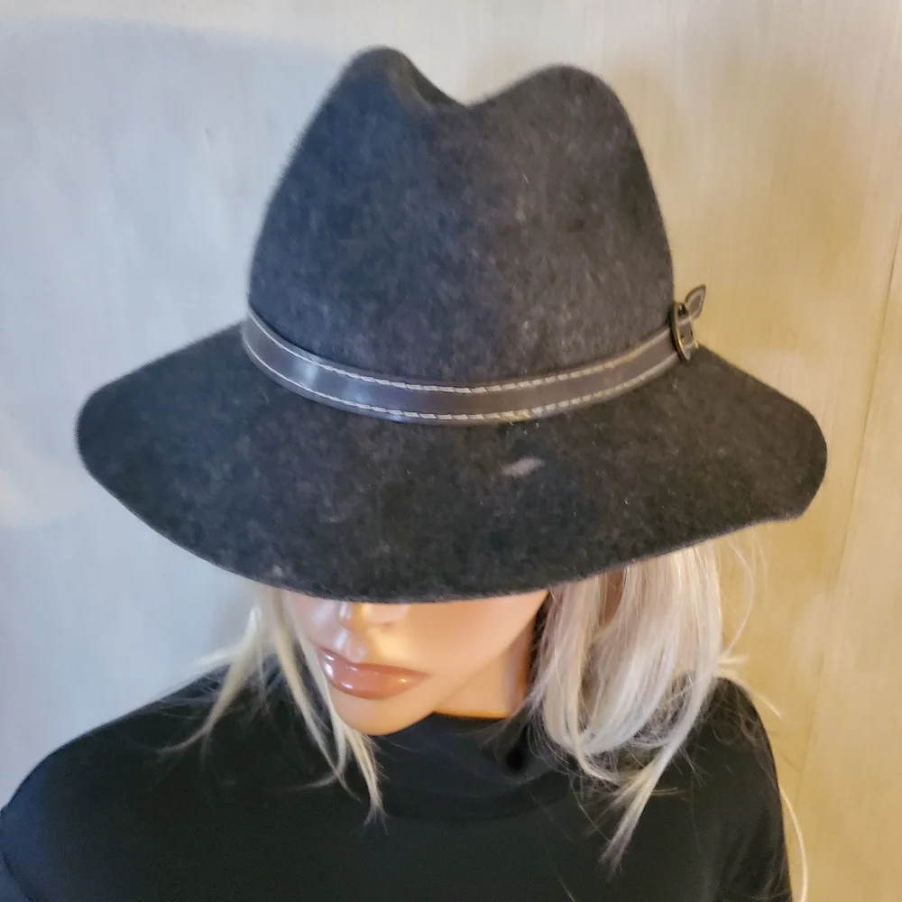 Steve Madden gray wool fedora hat 100% wool felt‎ Church Warm